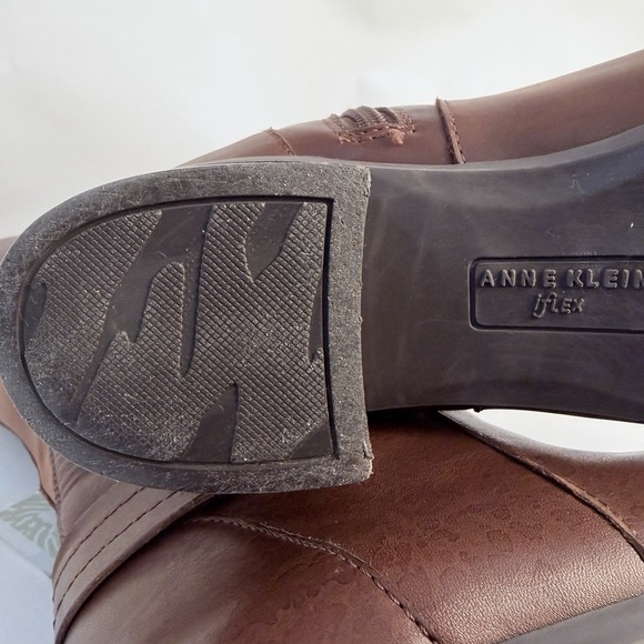 Anne Klein iFlex Brown Leather Wide Leg Knee High Riding Boots US 8M *Flaw* - Picture 8 of 12